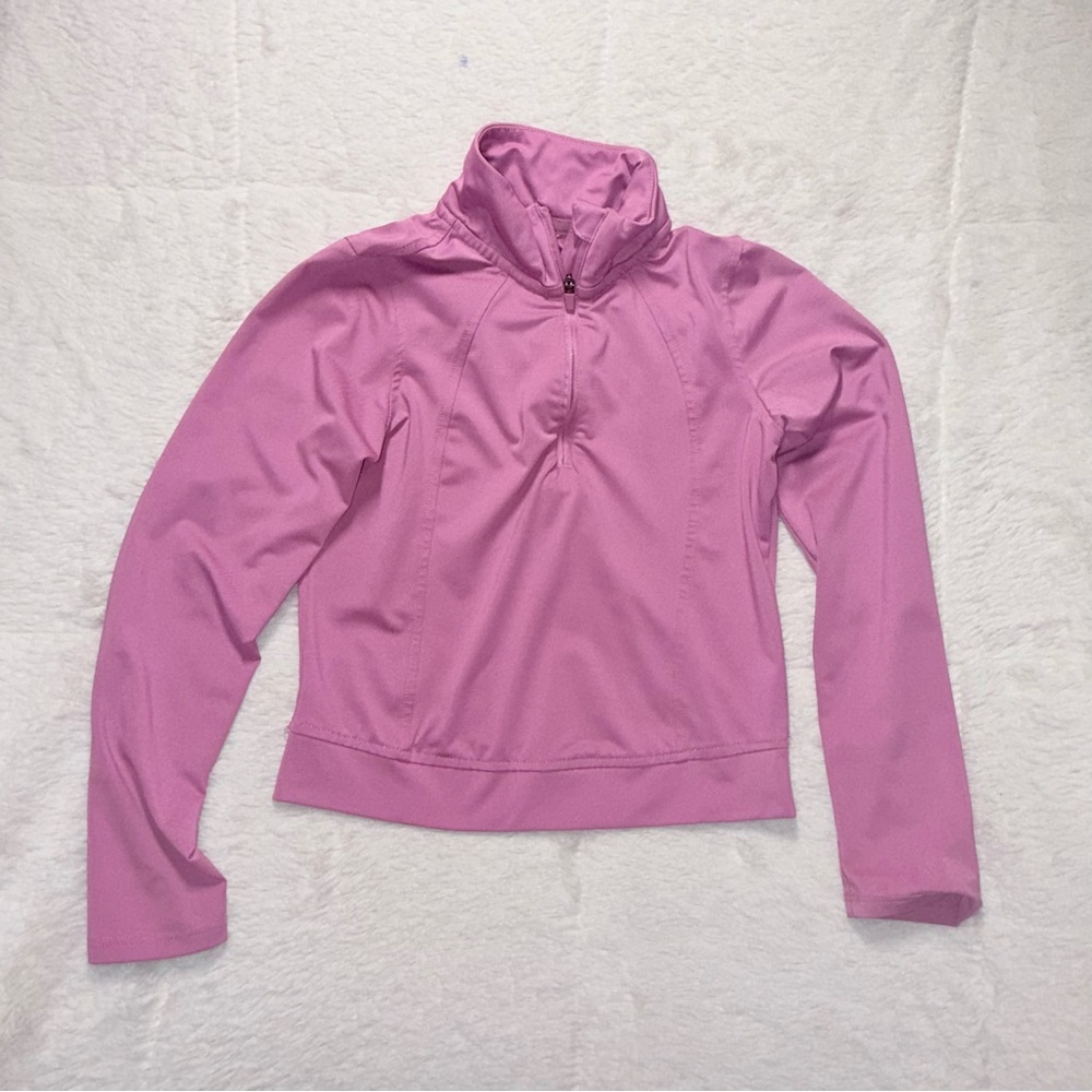 Girls 90 Degree by Reflex Pink Long Sleeve 1/4 Zip Top Sz Sm (7/8)